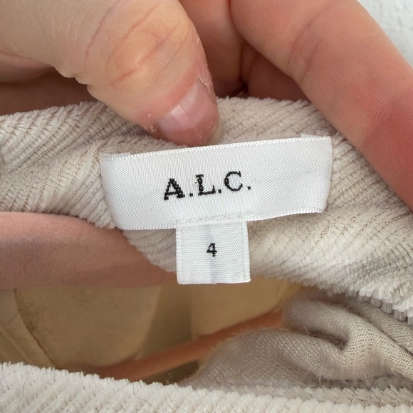 A.L.C. Joss Rice Cream White Corduroy Mock Neck Ruched Long Sleeve Top 4 - Picture 4 of 7